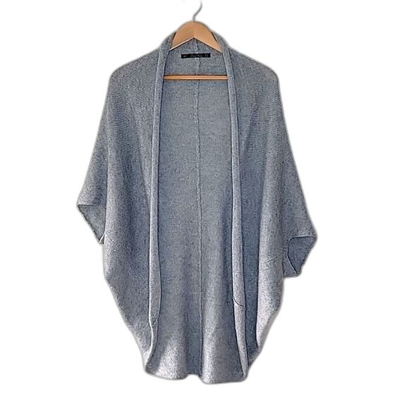 ZARA KNIT Grey 3/4 Sleeve Knit Cardigan Sweater size M Draping Lightweight - Picture 1 of 11